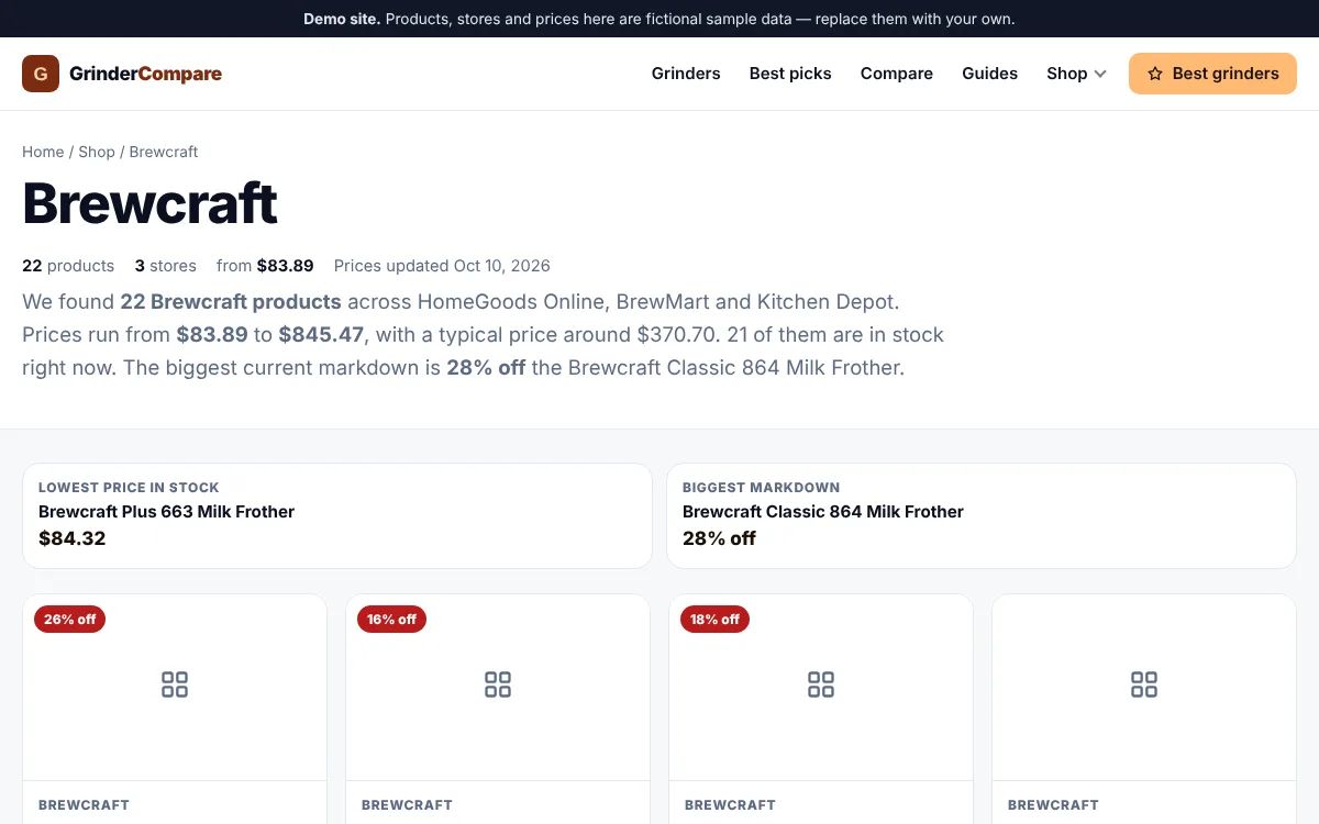 A search landing page built from feeds