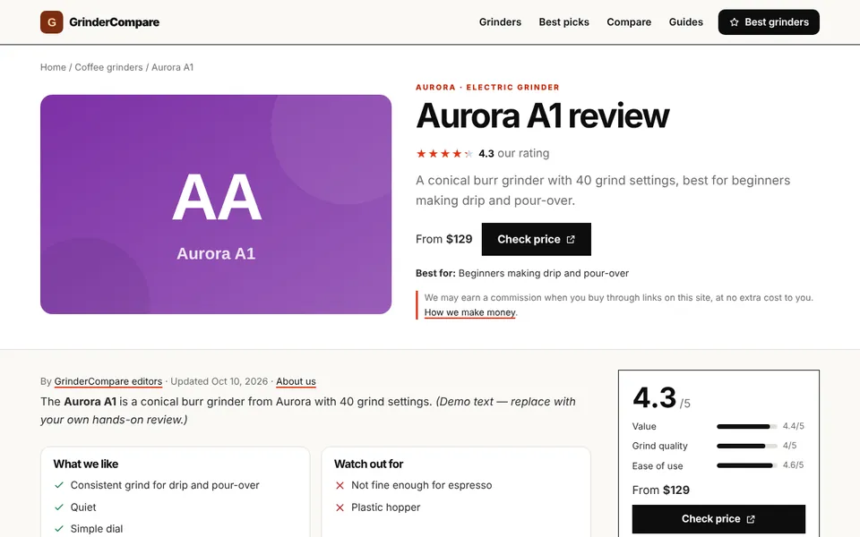 Atelier elite template: product page