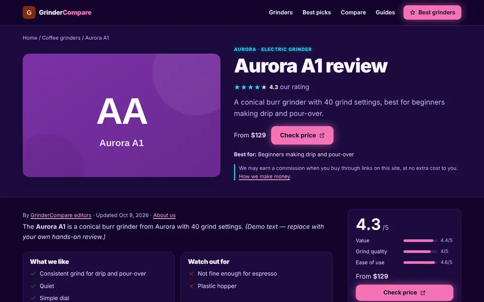 Synthwave premium template: product page